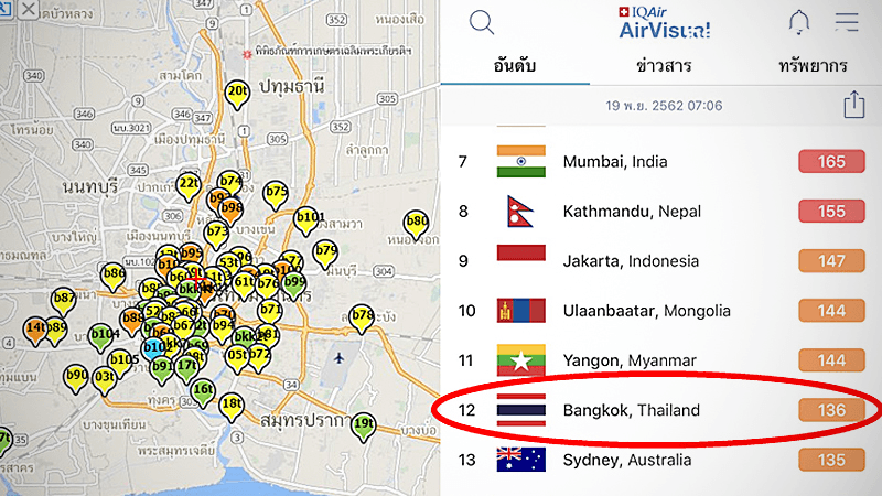 Bangkok ranks 12th on list of cities with the worst air